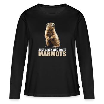 Marmottes Marmottes - T-shirt manches longues Premium bio Femme - noir - Devant - Julia (174cm)