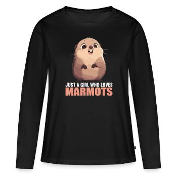 Marmottes Marmottes - T-shirt manches longues Premium bio Femme - noir - Devant - Julia (174cm)
