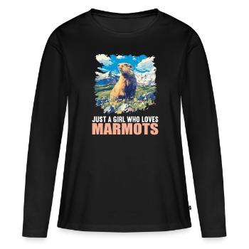 Marmottes Marmottes - T-shirt manches longues Premium bio Femme - noir - Devant - Julia (174cm)
