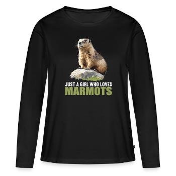 Marmottes Marmottes - T-shirt manches longues Premium bio Femme - noir - Devant - Julia (174cm)