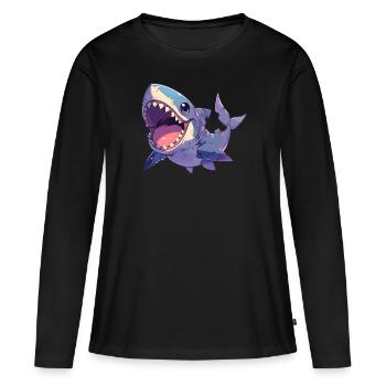 Grands requins blancs Grand requin blanc - T-shirt manches longues Premium bio Femme - noir - Devant - Julia (174cm)