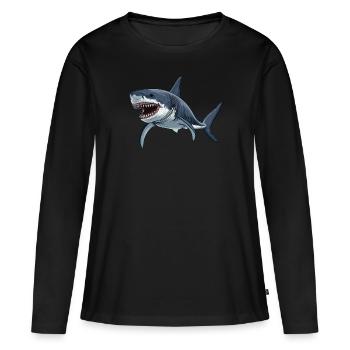 Grands requins blancs Grand requin blanc - T-shirt manches longues Premium bio Femme - noir - Devant - Julia (174cm)