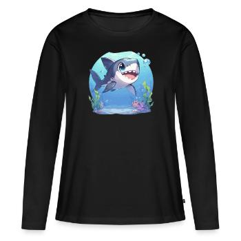 Grands requins blancs Grand requin blanc - T-shirt manches longues Premium bio Femme - noir - Devant - Julia (174cm)