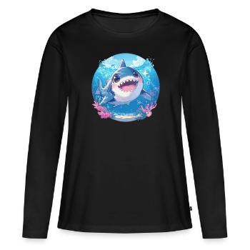 Grands requins blancs Grand requin blanc - T-shirt manches longues Premium bio Femme - noir - Devant - Julia (174cm)