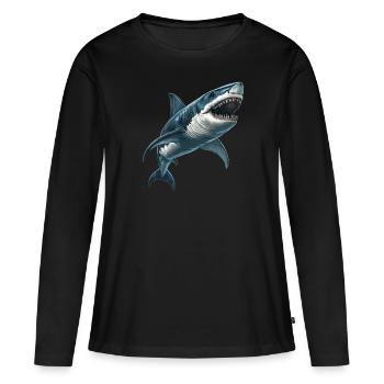 Grands requins blancs Grand requin blanc - T-shirt manches longues Premium bio Femme - noir - Devant - Julia (174cm)