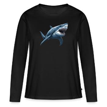 Grands requins blancs Grand requin blanc - T-shirt manches longues Premium bio Femme - noir - Devant - Julia (174cm)