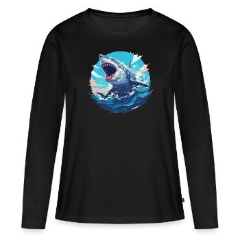Grands requins blancs Grand requin blanc - T-shirt manches longues Premium bio Femme - noir - Devant - Julia (174cm)