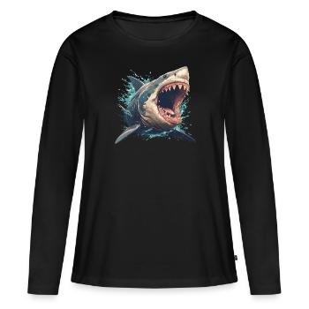 Grands requins blancs Grand requin blanc - T-shirt manches longues Premium bio Femme - noir - Devant - Julia (174cm)