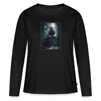 Grands requins blancs Grand requin blanc - T-shirt manches longues Premium bio Femme - noir - Devant - Julia (174cm)