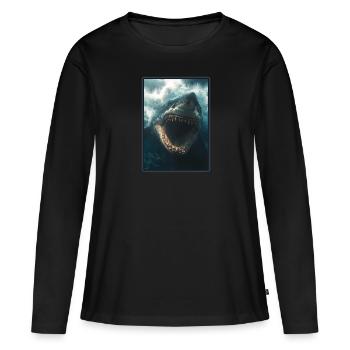 Grands requins blancs Grand requin blanc - T-shirt manches longues Premium bio Femme - noir - Devant - Julia (174cm)