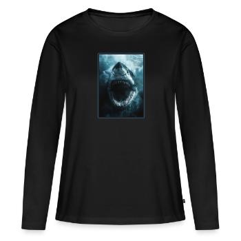 Grands requins blancs Grand requin blanc - T-shirt manches longues Premium bio Femme - noir - Devant - Julia (174cm)
