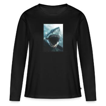 Grands requins blancs Grand requin blanc - T-shirt manches longues Premium bio Femme - noir - Devant - Julia (174cm)