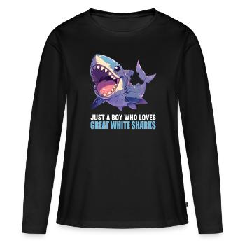 Grands requins blancs Grand requin blanc - T-shirt manches longues Premium bio Femme - noir - Devant - Julia (174cm)