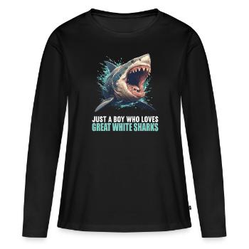 Grands requins blancs Grand requin blanc - T-shirt manches longues Premium bio Femme - noir - Devant - Julia (174cm)