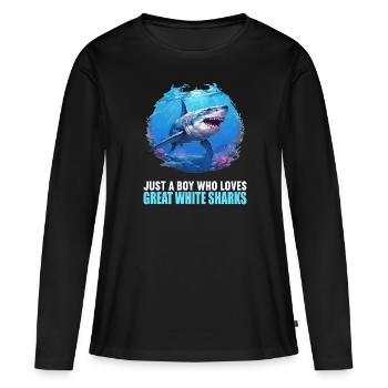 Grands requins blancs Grand requin blanc - T-shirt manches longues Premium bio Femme - noir - Devant - Julia (174cm)