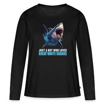 Grands requins blancs Grand requin blanc - T-shirt manches longues Premium bio Femme - noir - Devant - Julia (174cm)