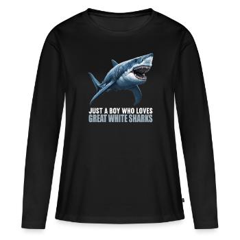 Grands requins blancs Grand requin blanc - T-shirt manches longues Premium bio Femme - noir - Devant - Julia (174cm)