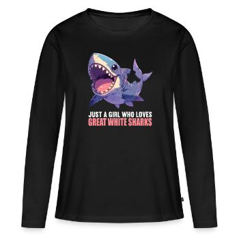 Grands requins blancs Grand requin blanc - T-shirt manches longues Premium bio Femme - noir - Devant - Julia (174cm)