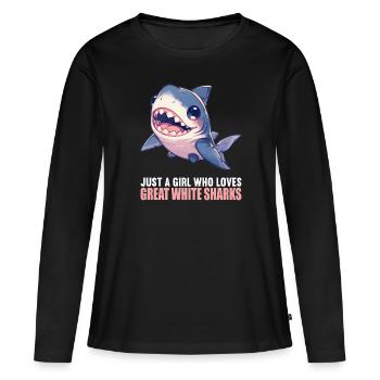 Grands requins blancs Grand requin blanc - T-shirt manches longues Premium bio Femme - noir - Devant - Julia (174cm)