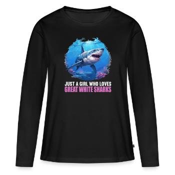 Weiße Haie Weißer Hai - Frauen Premium Bio Langarmshirt - Schwarz - Vorne - Julia (174cm)