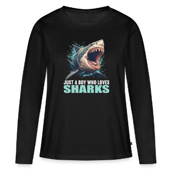 Requins Requin - T-shirt manches longues Premium bio Femme - noir - Devant - Julia (174cm)