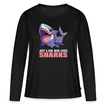 Requins Requin - T-shirt manches longues Premium bio Femme - noir - Devant - Julia (174cm)