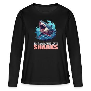Requins Requin - T-shirt manches longues Premium bio Femme - noir - Devant - Julia (174cm)