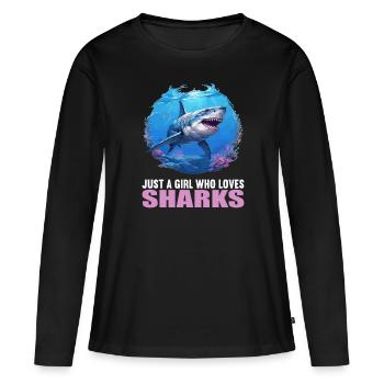 Requins Requin - T-shirt manches longues Premium bio Femme - noir - Devant - Julia (174cm)