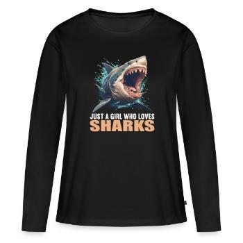 Requins Requin - T-shirt manches longues Premium bio Femme - noir - Devant - Julia (174cm)