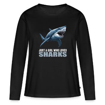 Requins Requin - T-shirt manches longues Premium bio Femme - noir - Devant - Julia (174cm)