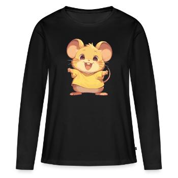 Souris Souris - T-shirt manches longues Premium bio Femme - noir - Devant - Julia (174cm)