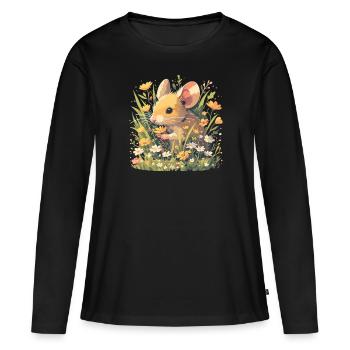 Souris Souris - T-shirt manches longues Premium bio Femme - noir - Devant - Julia (174cm)