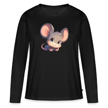 Souris Souris - T-shirt manches longues Premium bio Femme - noir - Devant - Julia (174cm)