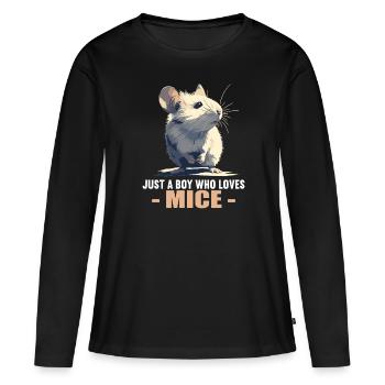 Souris Souris - T-shirt manches longues Premium bio Femme - noir - Devant - Julia (174cm)