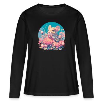 Souris Souris - T-shirt manches longues Premium bio Femme - noir - Devant - Julia (174cm)