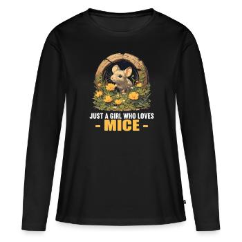 Souris Souris - T-shirt manches longues Premium bio Femme - noir - Devant - Julia (174cm)