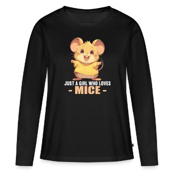 Souris Souris - T-shirt manches longues Premium bio Femme - noir - Devant - Julia (174cm)