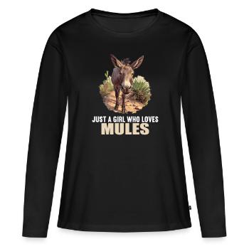 Mules Mule - Women's Premium Organic Long Sleeve Shirt - black - Front - Julia (174cm)