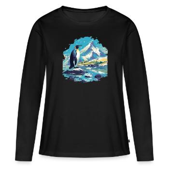 Pingouins Pingouin - T-shirt manches longues Premium bio Femme - noir - Devant - Julia (174cm)