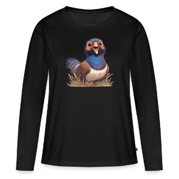 Faisans Faisan - T-shirt manches longues Premium bio Femme - noir - Devant - Julia (174cm)
