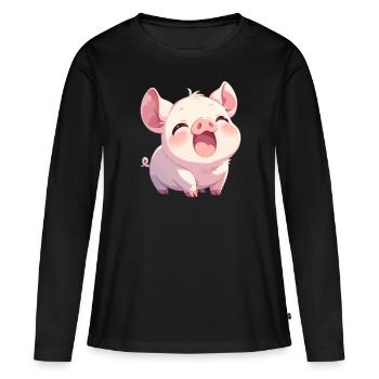Cochon Cochon - T-shirt manches longues Premium bio Femme - noir - Devant - Julia (174cm)