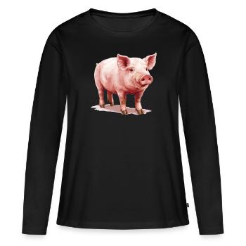 Cochon Cochon - T-shirt manches longues Premium bio Femme - noir - Devant - Julia (174cm)