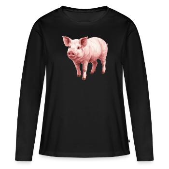 Cochon Cochon - T-shirt manches longues Premium bio Femme - noir - Devant - Julia (174cm)