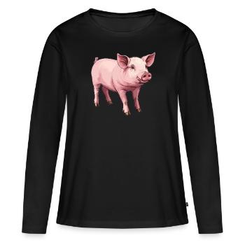 Cochon Cochon - T-shirt manches longues Premium bio Femme - noir - Devant - Julia (174cm)