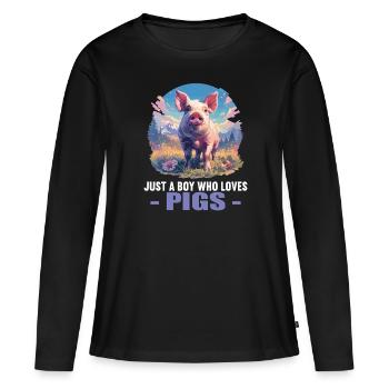Cochon Cochon - T-shirt manches longues Premium bio Femme - noir - Devant - Julia (174cm)