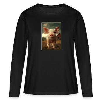 Cochon Cochon - T-shirt manches longues Premium bio Femme - noir - Devant - Julia (174cm)