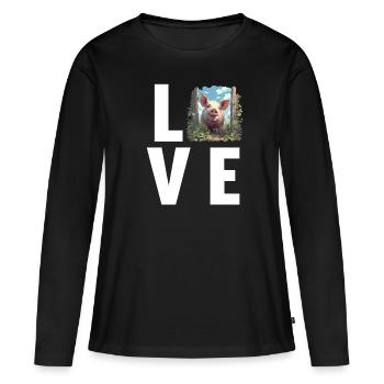 Cochon Cochon - T-shirt manches longues Premium bio Femme - noir - Devant - Julia (174cm)