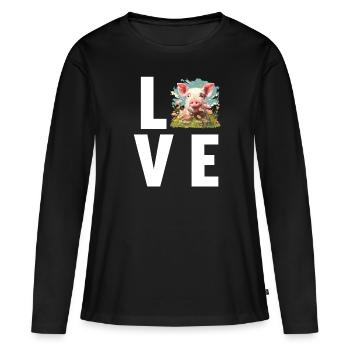 Cochon Cochon - T-shirt manches longues Premium bio Femme - noir - Devant - Julia (174cm)