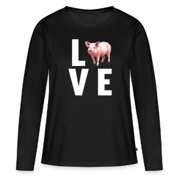 Cochon Cochon - T-shirt manches longues Premium bio Femme - noir - Devant - Julia (174cm)