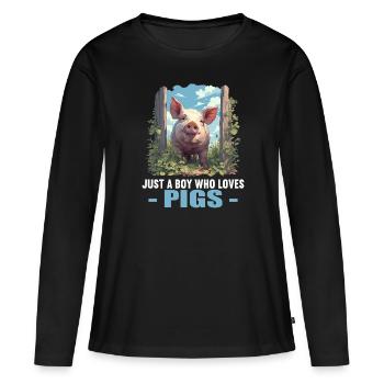 Cochon Cochon - T-shirt manches longues Premium bio Femme - noir - Devant - Julia (174cm)